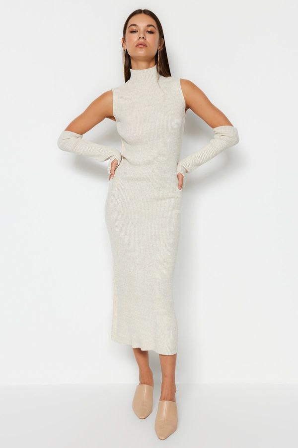 Trendyol Trendyol Stone Midi Sweater Window/Cut Out Dress