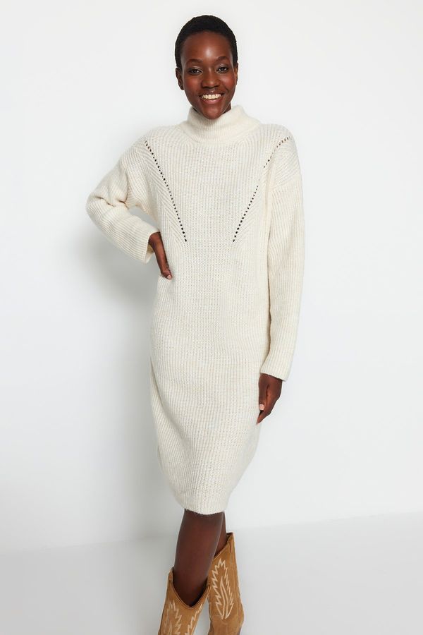 Trendyol Trendyol Stone Mini Knitwear High Collar Sweater Dress