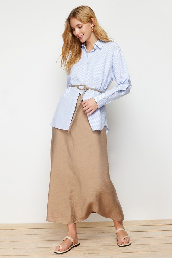 Trendyol Trendyol Stone Normal Waist Woven Linen Look Skirt