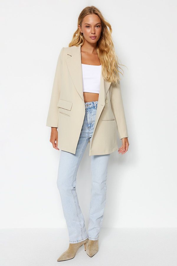 Trendyol Trendyol Stone Oversize Lined Woven Blazer Jacket