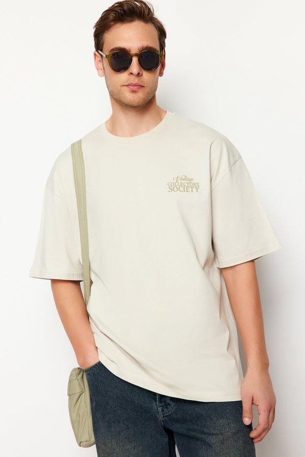 Trendyol Trendyol Stone Oversize/Wide-Fit Crinoline Print 100% Cotton T-Shirt