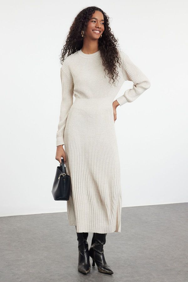 Trendyol Trendyol Stone Pleated Knitwear Dress