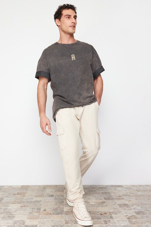 Trendyol Trendyol Stone Regular Cut Sweatpants with Cargo Pockets and Elastic Legs