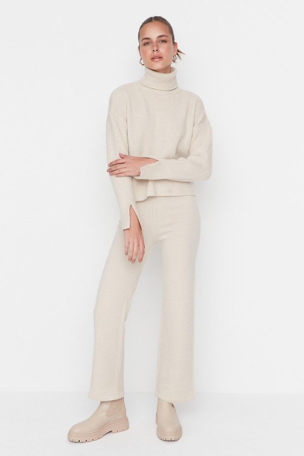 Trendyol Trendyol Stone Soft-textured Basic Top and Bottom Set, Knitwear with Pants