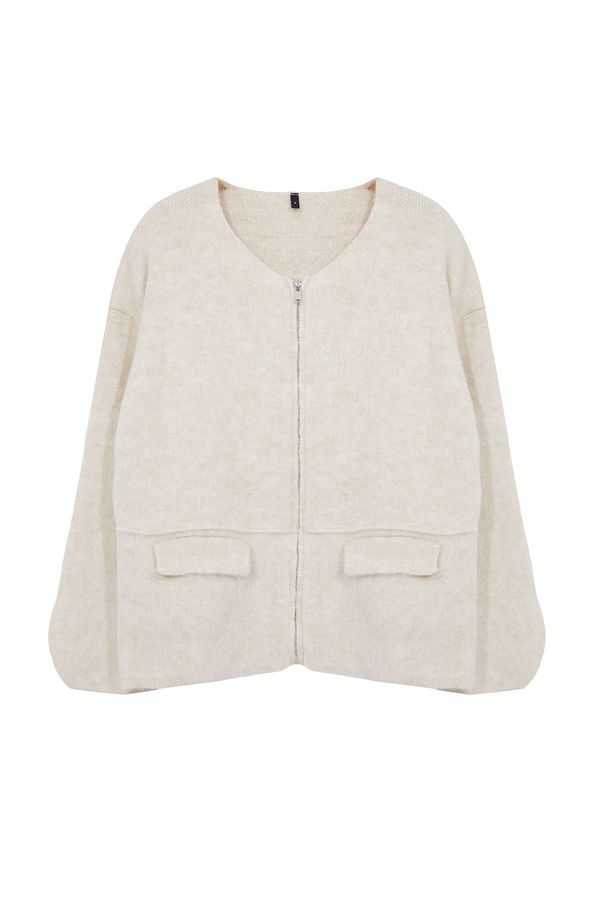 Trendyol Trendyol Stone Soft Textured Coat Knitwear Cardigan