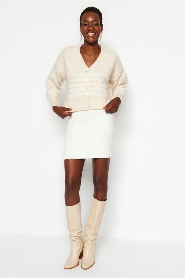 Trendyol Trendyol Stone Soft Textured Striped Knitwear Cardigan