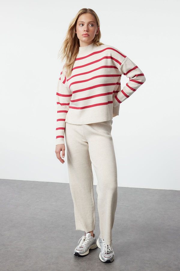 Trendyol Trendyol Stone Striped Knitwear Top and Bottom Set with Trousers