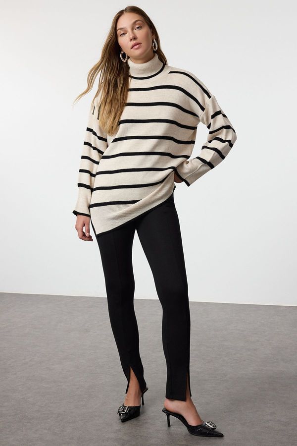 Trendyol Trendyol Stone Striped Wide Pattern Long Length Knitted Sweater