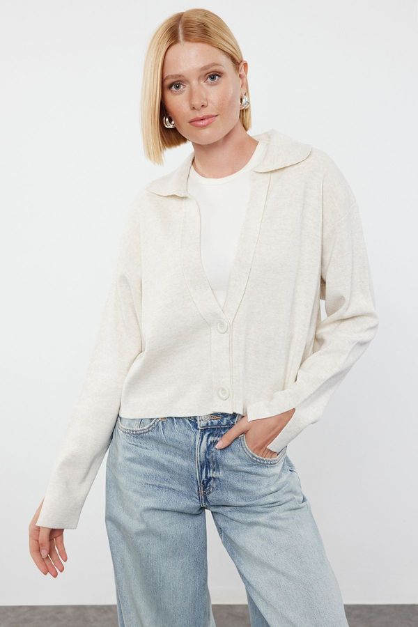 Trendyol Trendyol Stone Turn-down Collar Knitwear Cardigan