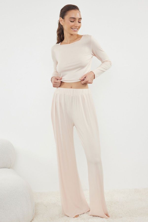 Trendyol Trendyol Stone Viscose Knitted Pajama Set