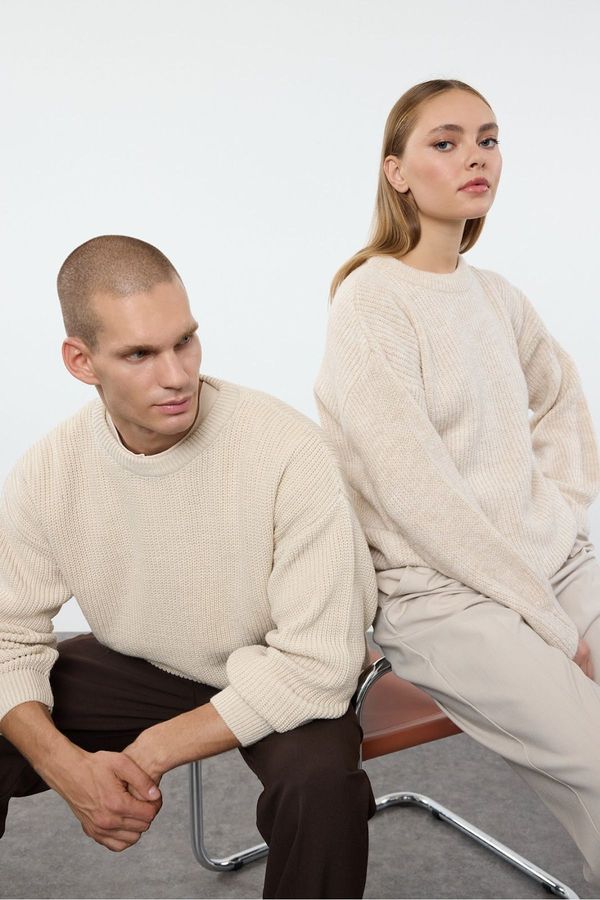 Trendyol Trendyol Stone Wide Pattern Couple Soft Texture Basic Knitwear Sweater