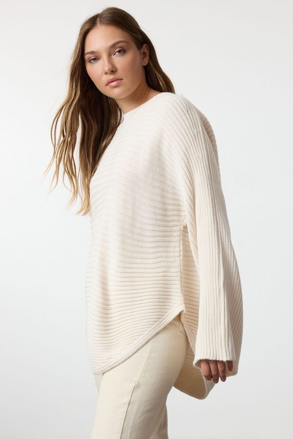 Trendyol Trendyol Stone Wide Pattern Crew Neck Knitwear Sweater