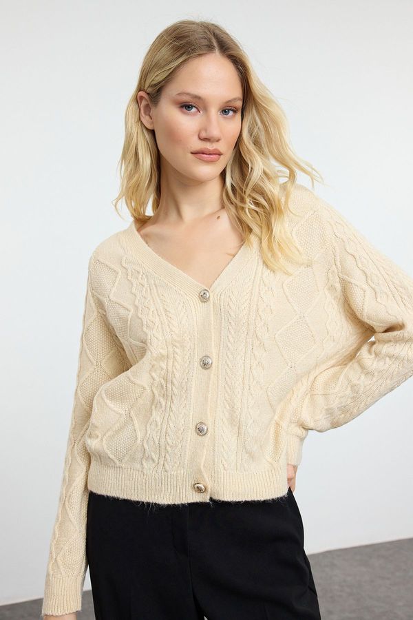 Trendyol Trendyol Stone Wide Pattern Glittery Knitted Cardigan