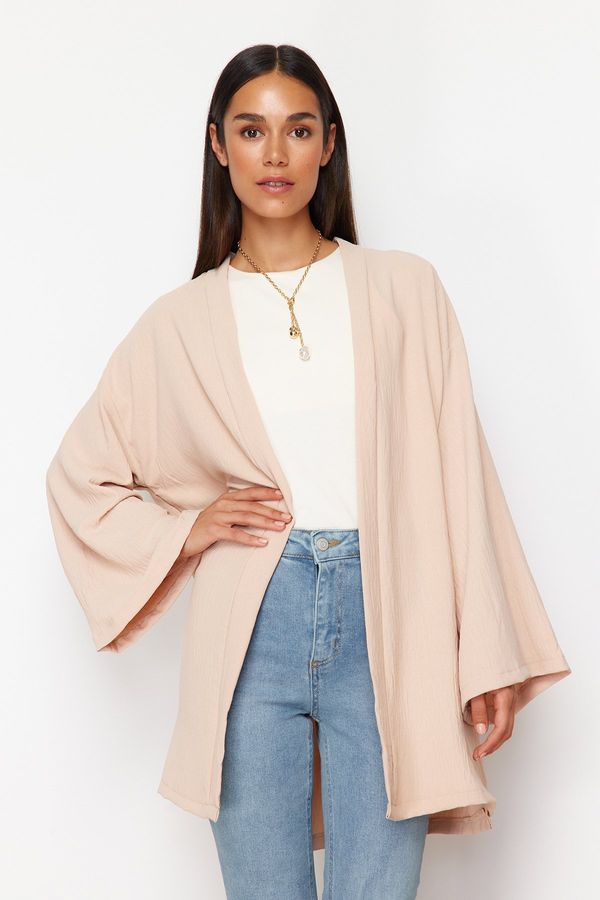 Trendyol Trendyol Stone Woven Linen Look Kimono