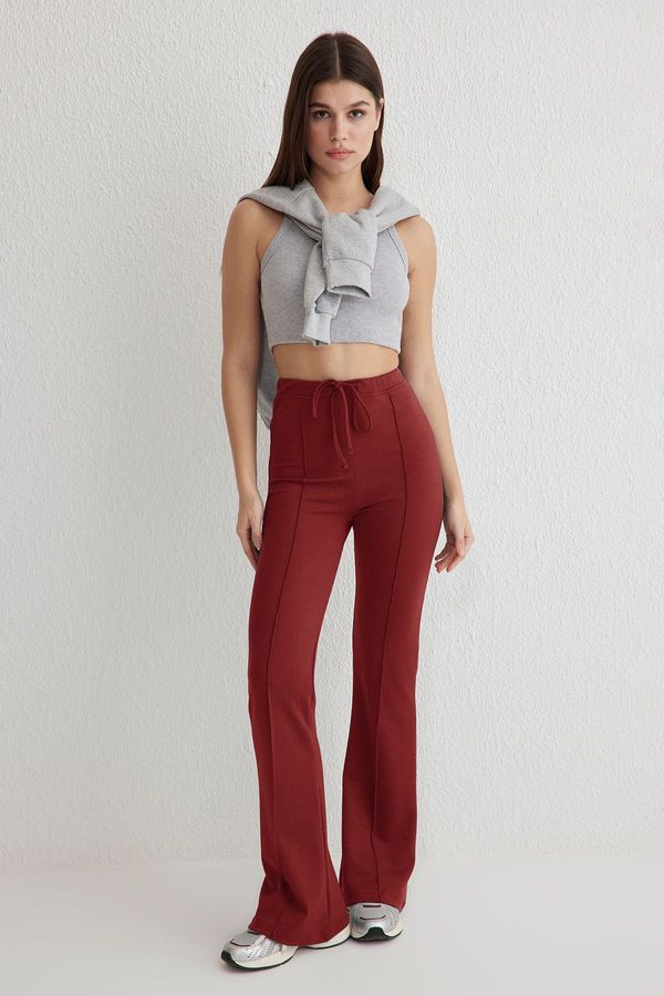 Trendyol Trendyol Tile Connection Detailed Interlock Wide leg Flexible Knitted Trousers