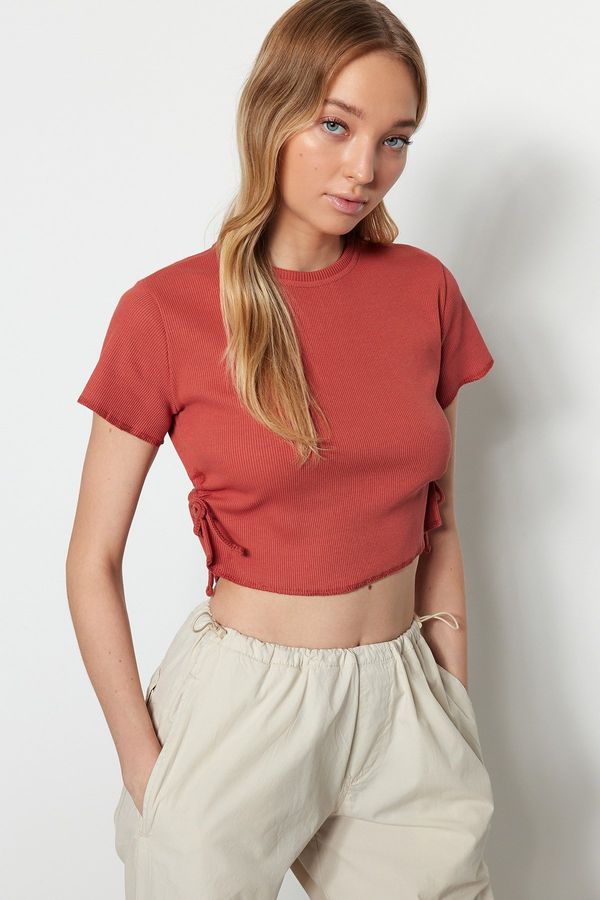 Trendyol Trendyol Tile Pleated Corduroy Knitted Blouse