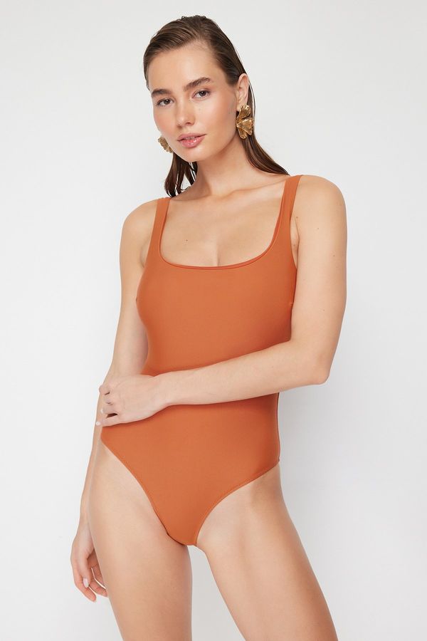 Trendyol Trendyol Tile Square Collar High Leg Regular Swimsuit