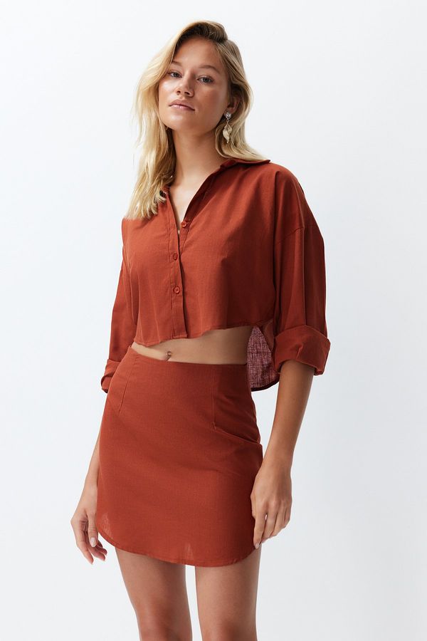 Trendyol Trendyol Tile Woven 100% Cotton Shirt Skirt Set
