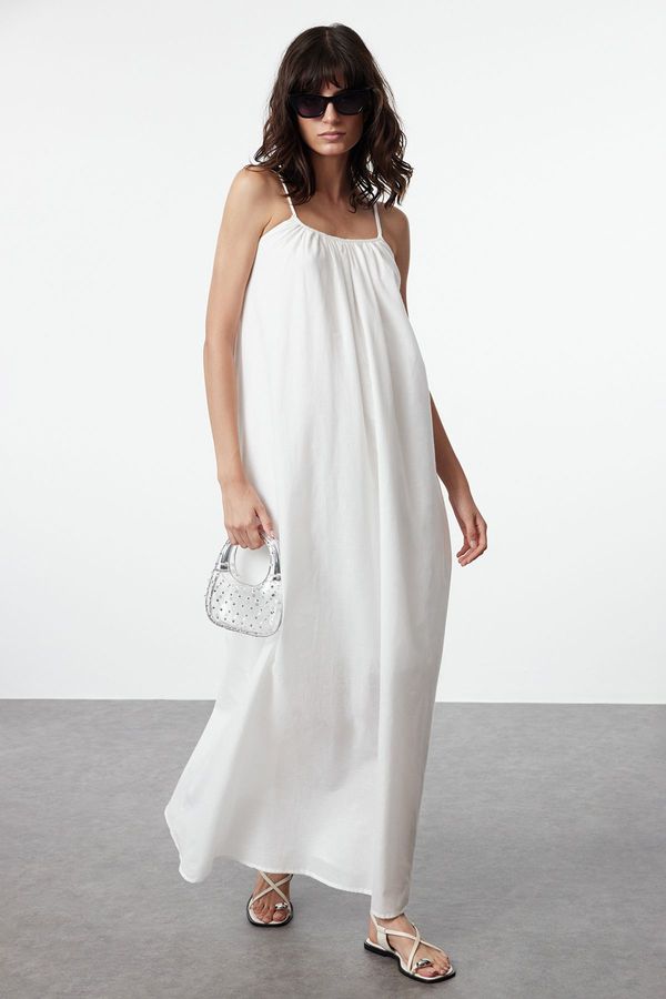 Trendyol Trendyol White Casual/Wide Pattern Plain Backless Maxi Woven Dress