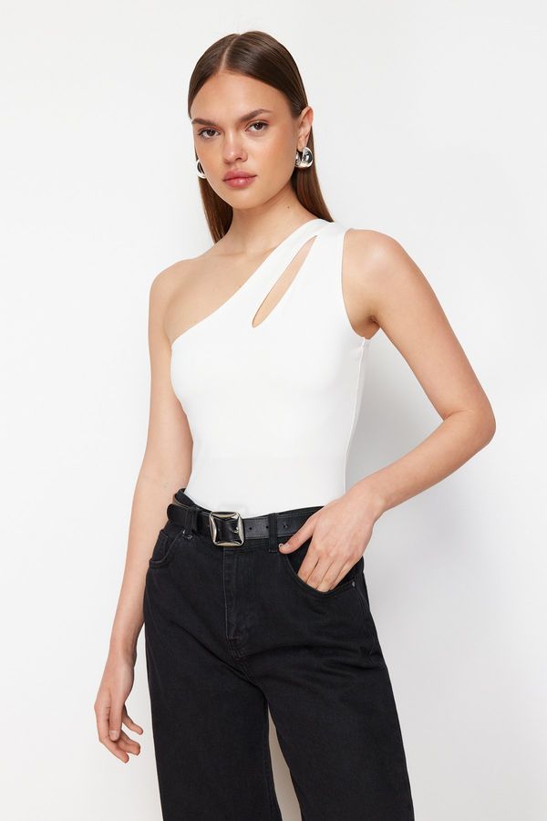 Trendyol Trendyol White Cut Out Detailed Snap-on Knitted Bodysuit