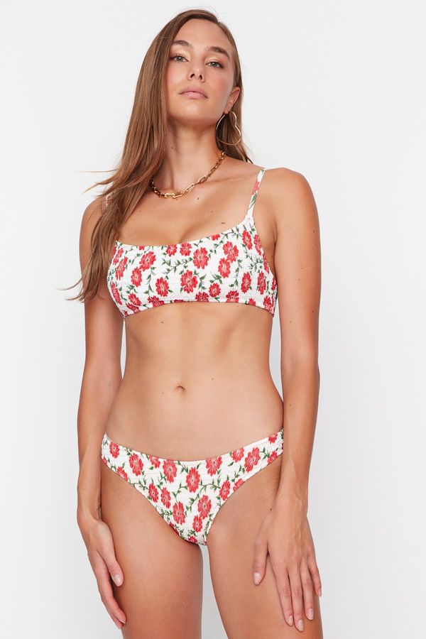 Trendyol Trendyol White Floral Patterned Gype Bikini Bottom