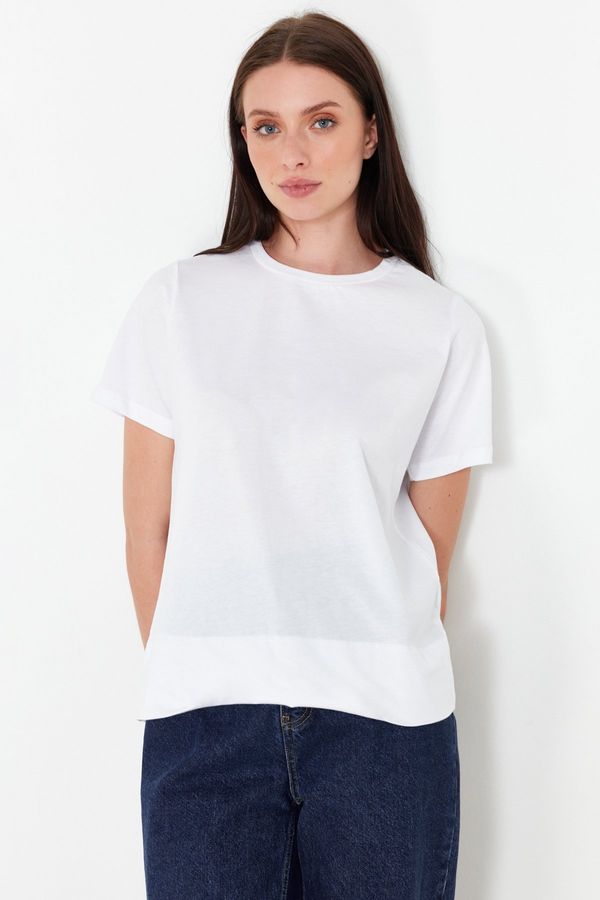Trendyol Trendyol White More Sustainable 100% Cotton Regular/Regular Fit Knitted T-Shirt