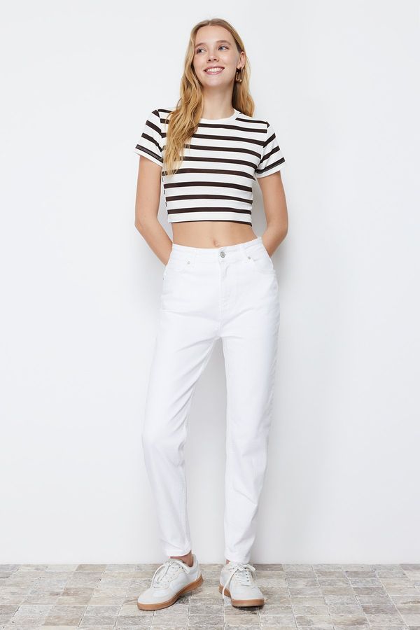 Trendyol Trendyol White More Sustainable High Waist Slim Mom Jeans