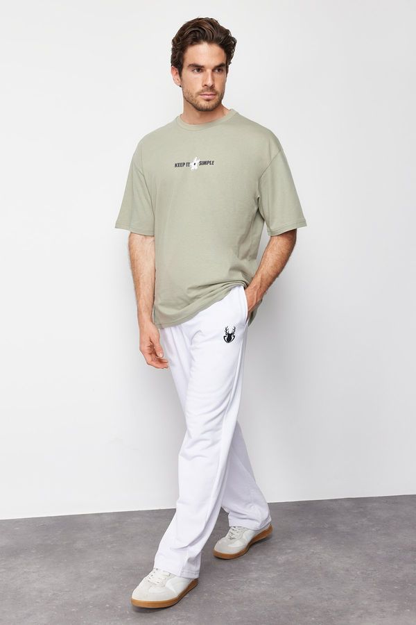 Trendyol Trendyol White Oversize/Wide-Fit Embroidered Sweatpants