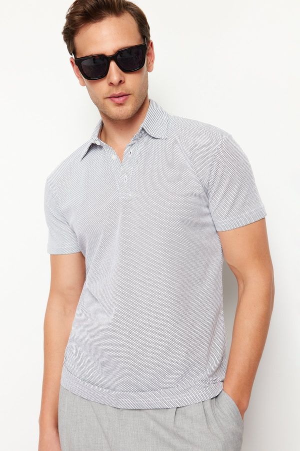 Trendyol Trendyol White Regular/Normal Cut Textured Polo Collar T-shirt