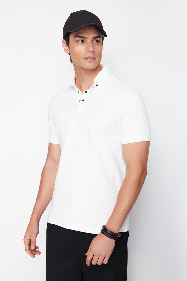 Trendyol Trendyol White Regular/Regular Fit Polo Neck T-shirt
