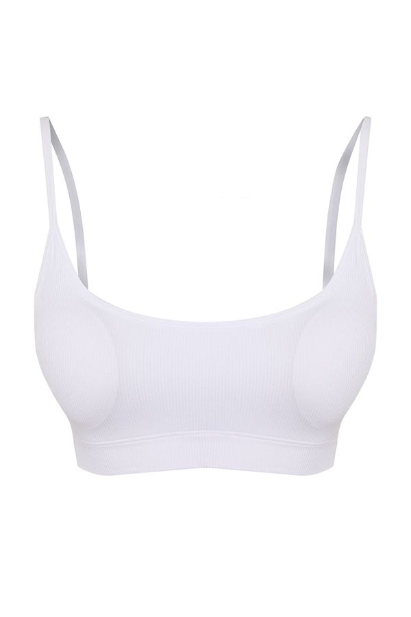 Trendyol Trendyol White Seamless Non-wired Cupped Bralette Knit Bra