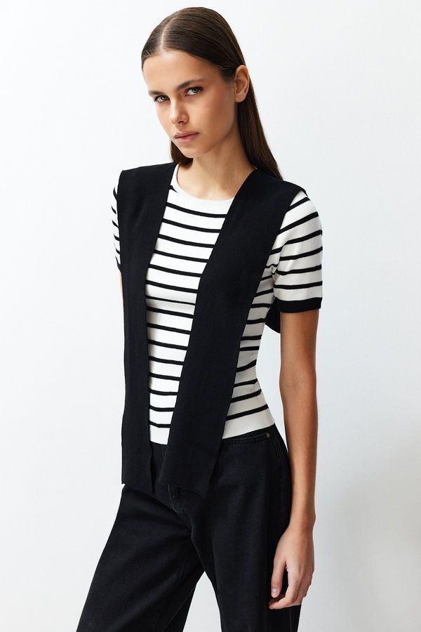 Trendyol Trendyol White Striped Detachable Sailor Neck Detailed T-Shirt Look Knitwear Sweater