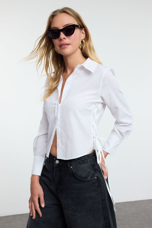 Trendyol Trendyol White Tie Detailed Woven Shirt