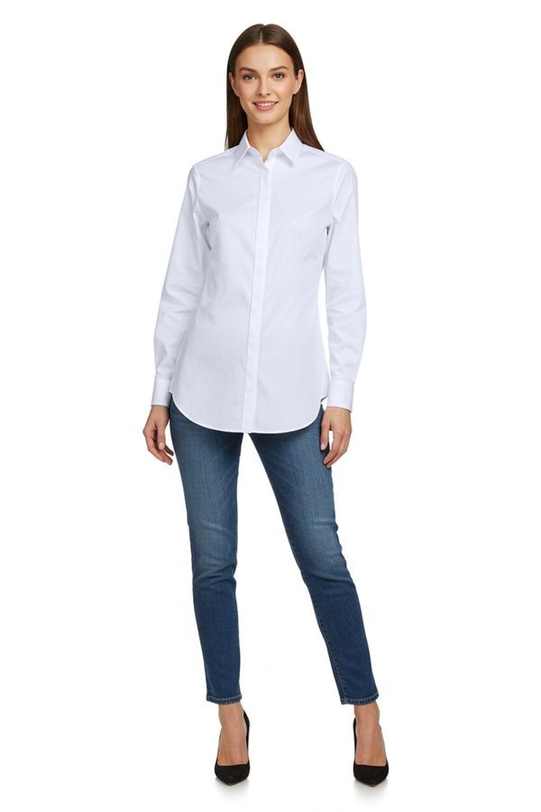 Trendyol Trendyol White Wadding Detailed Oversize Wide Pattern Woven Shirt