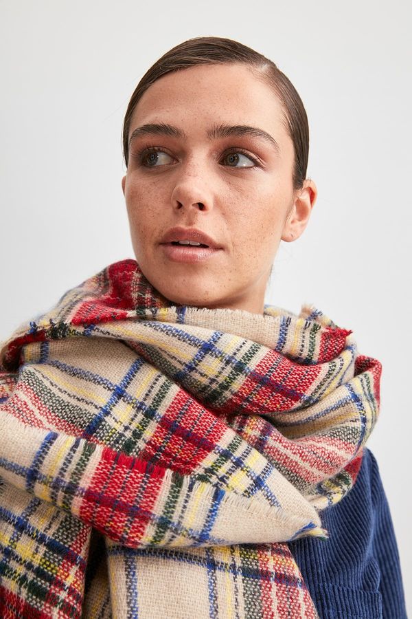 Trendyol Trendyol Women's Multicolored Checkered, Soft Textured Scarf