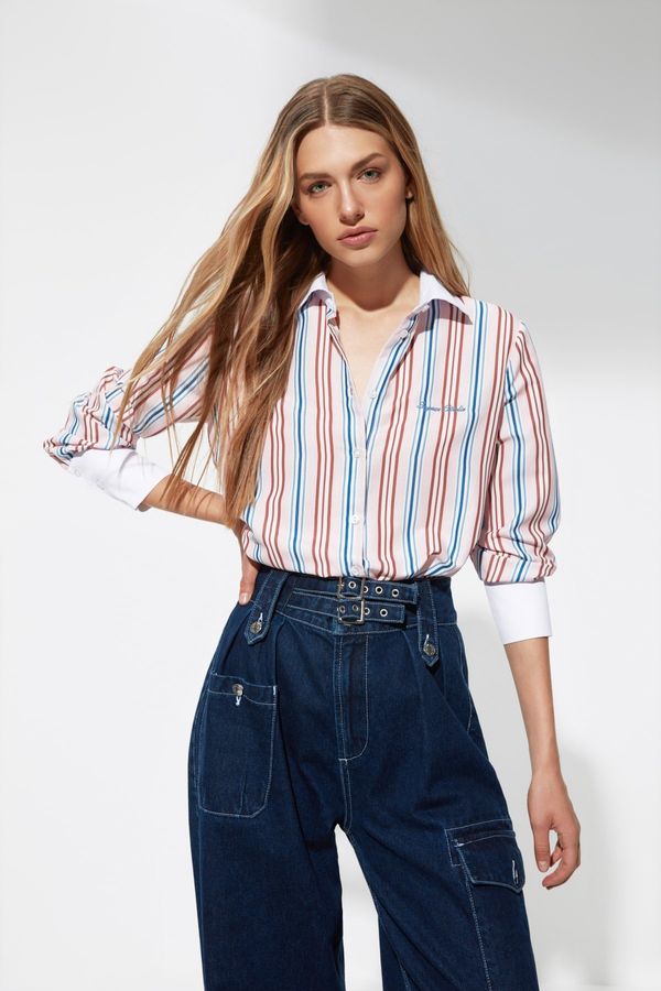 Trendyol Trendyol X Sagaza Studio Multicolor Striped Vez Shirt