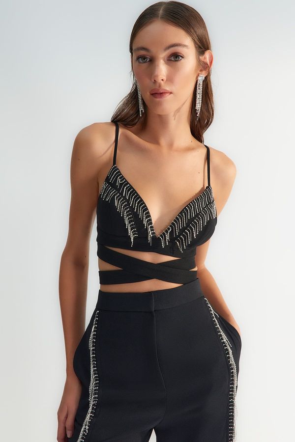 Trendyol Trendyol X Zeynep Tosun Black Stone Accessorized Bustier