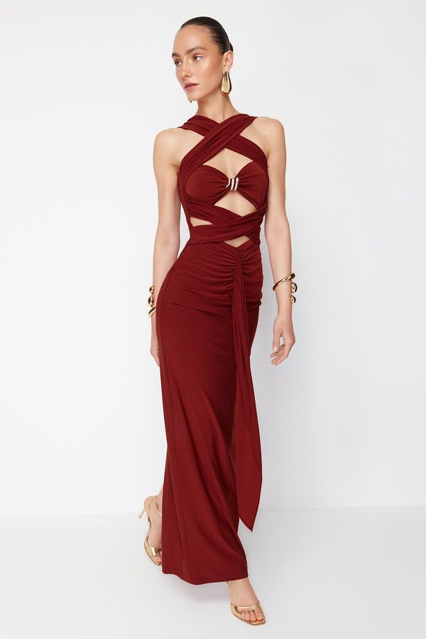 Trendyol Trendyol X Zeynep Tosun Tile Cut Out Snake Accessory Detailed Evening Dress & Graduation Dress