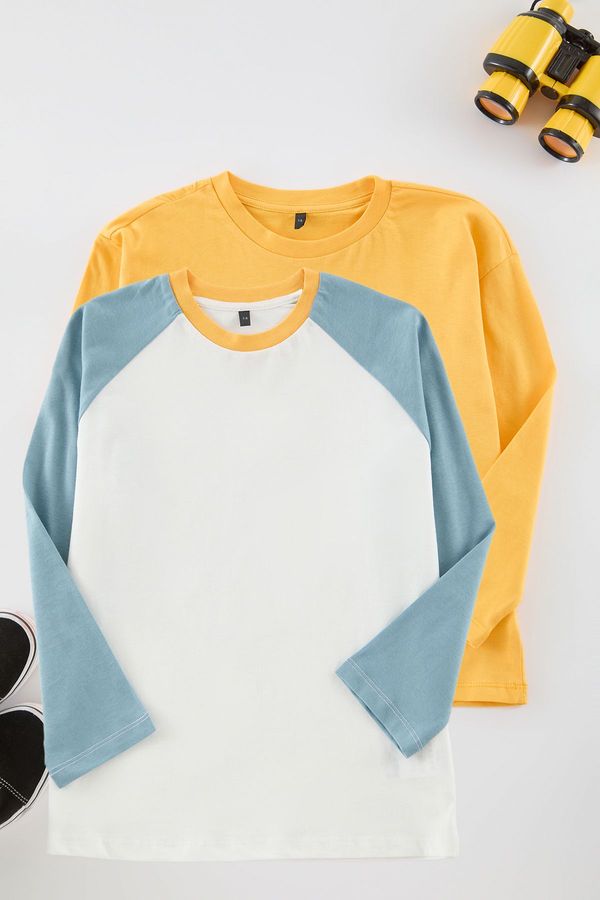 Trendyol Trendyol Yellow-Green Plain Cotton Knit T-Shirt