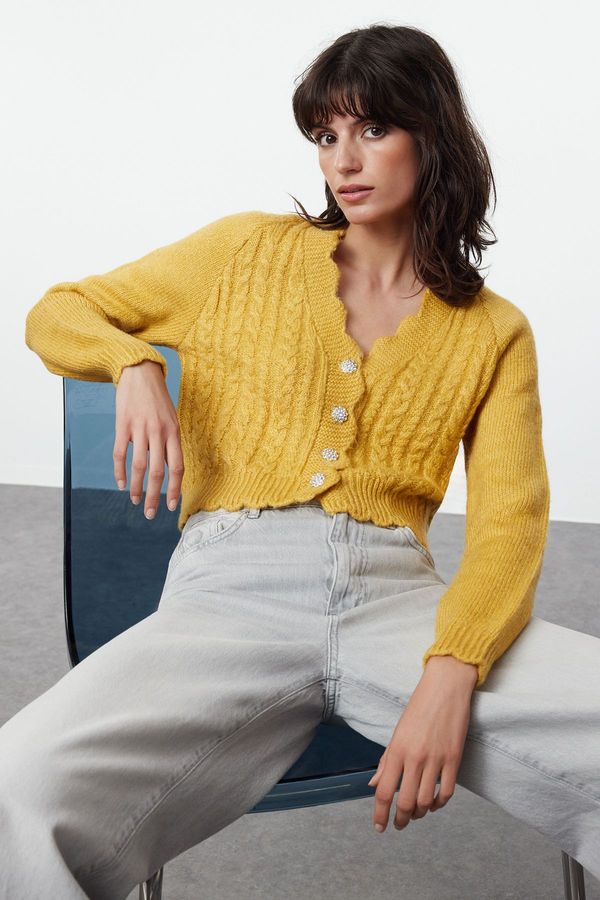 Trendyol Trendyol Yellow Soft Textured Knitwear Cardigan