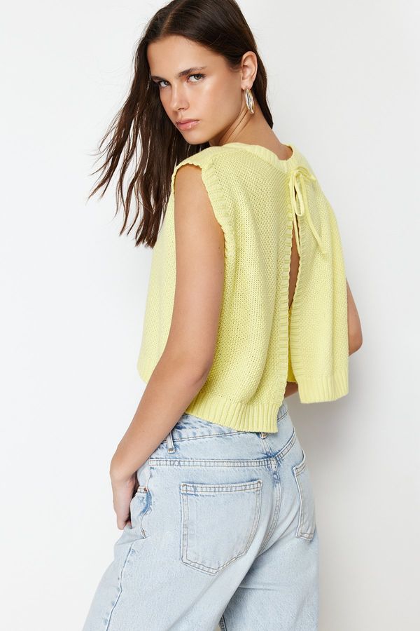 Trendyol Trendyol Yellow Tie Back Detail Knitwear Blouse