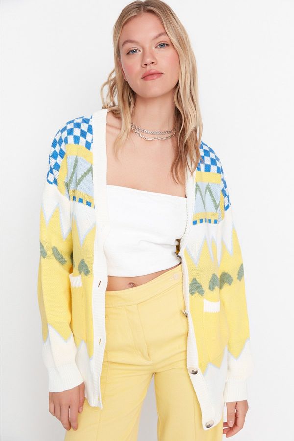 Trendyol Trendyol Yellow Wide Fit Knitwear Cardigan