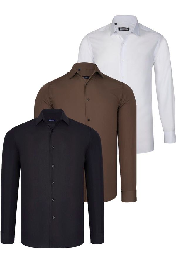 dewberry TRIPLE SET G726 DEWBERRY SHIRT-BLACK-WHITE-COFFEE