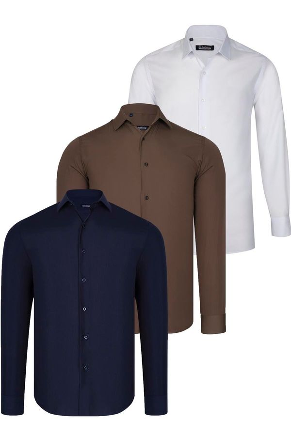 dewberry TRIPLE SET G726 DEWBERRY SHIRT-NAVY BLUE-WHITE-COFFEE