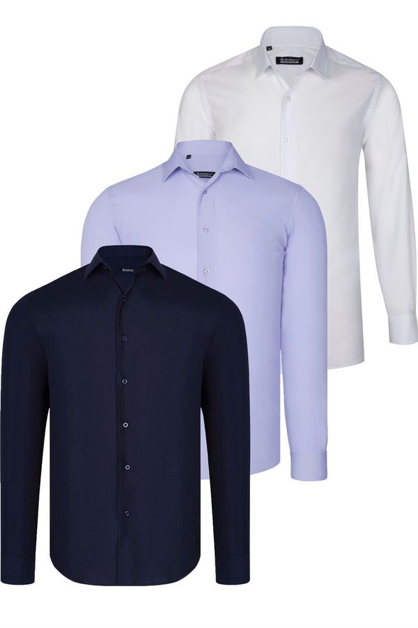 dewberry TRIPLE SET G726 DEWBERRY SHIRT-NAVY BLUE-WHITE-LILAC