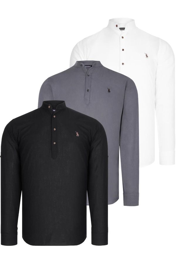 dewberry TRIPLE SET G783 DEWBERRY JUDGE COLLAR SHIRT-BLACK-WHITE-ANTHRACITE