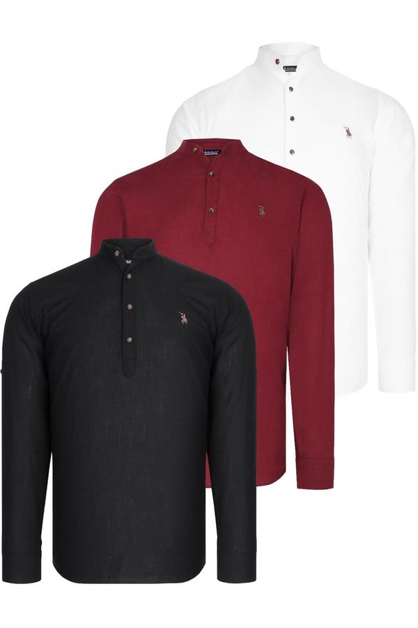 dewberry TRIPLE SET G783 DEWBERRY JUDGE COLLAR SHIRT-BLACK-WHITE-BURGUNDY