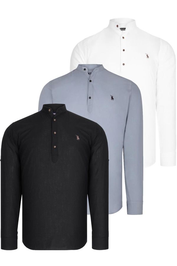 dewberry TRIPLE SET G783 DEWBERRY JUDGE COLLAR SHIRT-BLACK-WHITE-GREY