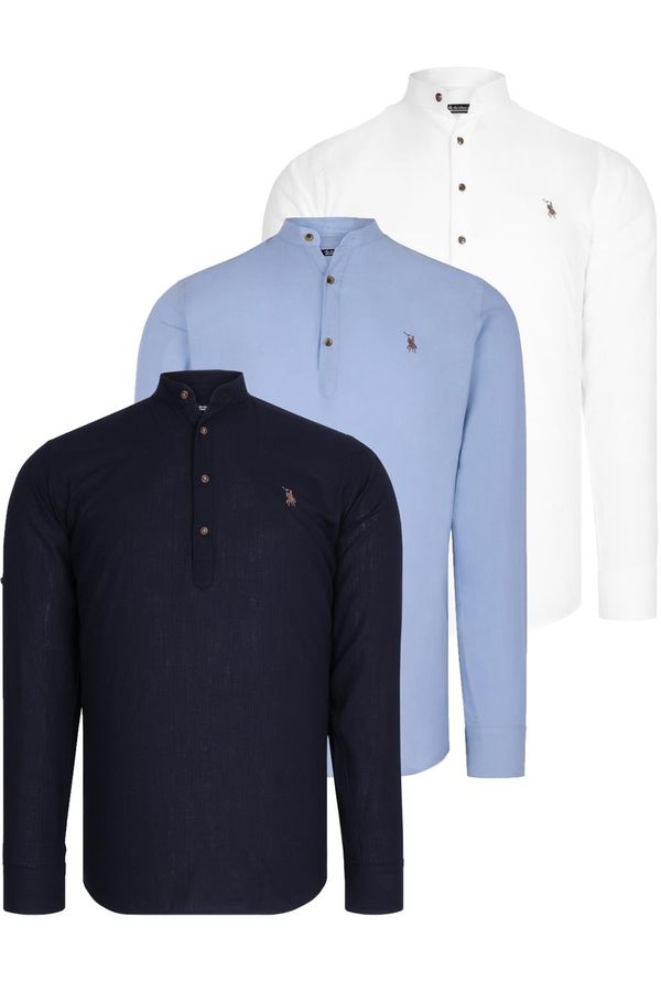 dewberry TRIPLE SET G783 DEWBERRY JUDGE COLLAR SHIRT-NAVY-BLUE-WHITE-BLUE