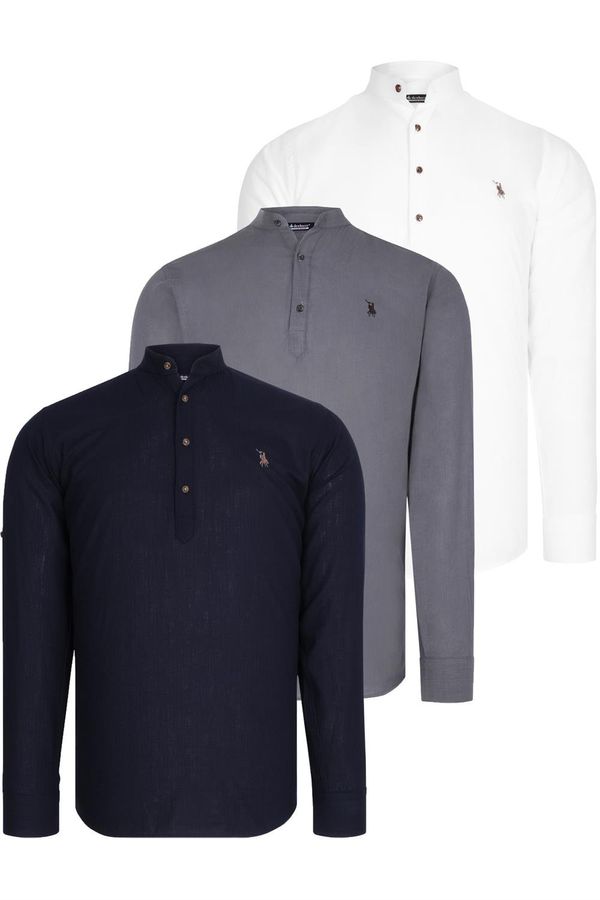 dewberry TRIPLE SET G783 DEWBERRY JUDGE COLLAR SHIRT-NAVY-WHITE-ANTHRACITE